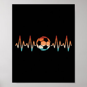Soccer Heartbeat Retro Soccer Player Men Women Kid Poster