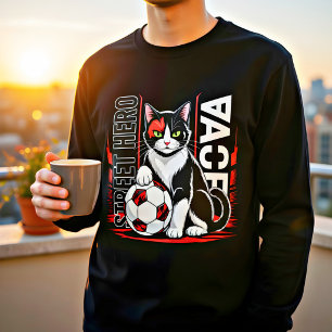 Soccer Hero Cat Funny Gift Tri-Blend Shirt