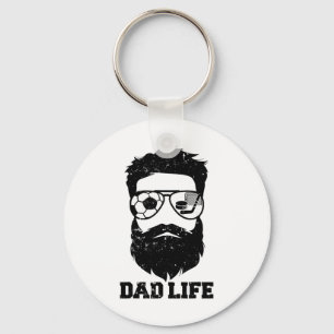 Soccer Hockey Dad Messy Hair Beard Soccer Hockey D Key Ring