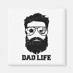 Soccer Hockey Dad Messy Hair Beard Soccer Hockey D Magnet