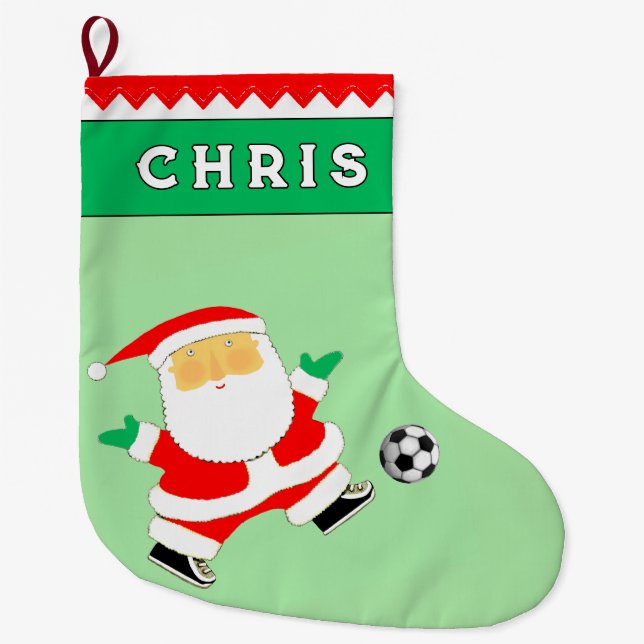 Soccer Holiday Gift Large Christmas Stocking (Front)