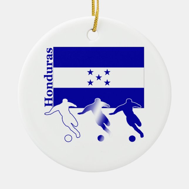 Soccer Honduras Ceramic Tree Decoration (Front)