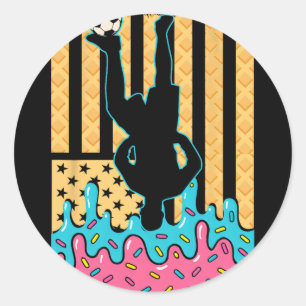 Soccer Ice Cream Drip Boys Youth Players Fan Ameri Classic Round Sticker