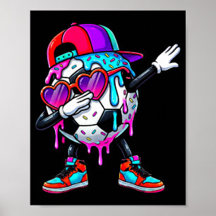 Soccer Ice Cream Drip Dabbing Sprinkles Srts Boys  Poster