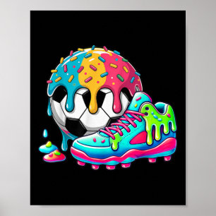 Soccer Ice Cream Drip For Boys Girls Kids Soccer D Poster