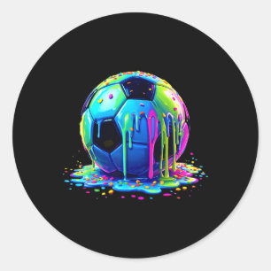 Soccer Ice Cream Dripping For Boys Girls Kids Classic Round Sticker