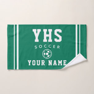Soccer Icon, Custom Name & School, Team Gift Hand Towel