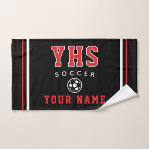 Soccer Icon, Custom Name & School, Team Gift Hand Towel