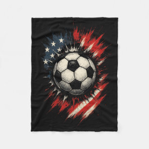 Soccer - Independence Day Flag Fleece Blanket