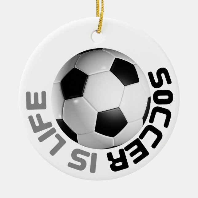 Soccer is Life Ceramic Tree Decoration (Front)