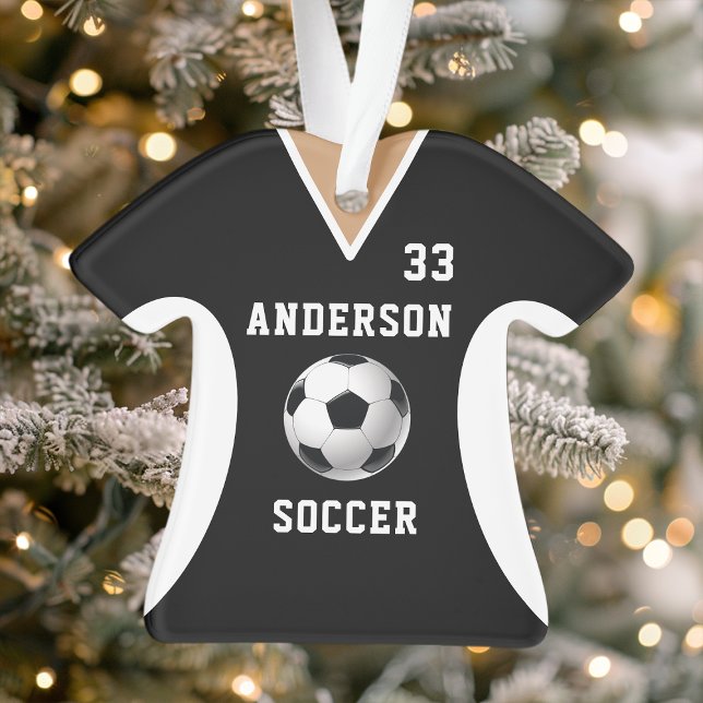 Soccer Jersey Sports Team Uniform Black Ornament (Creator Uploaded)