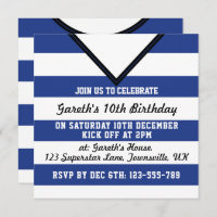 Soccer Jersey Themed Party Invites Template, Blue