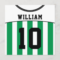Soccer Jersey Themed Party Invites Template, Green