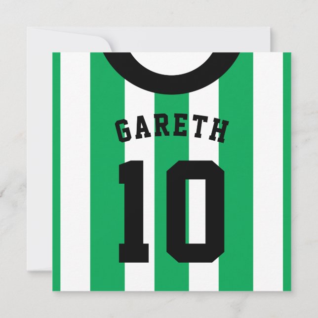 Soccer Jersey Themed Party Invites Template, Green (Back)