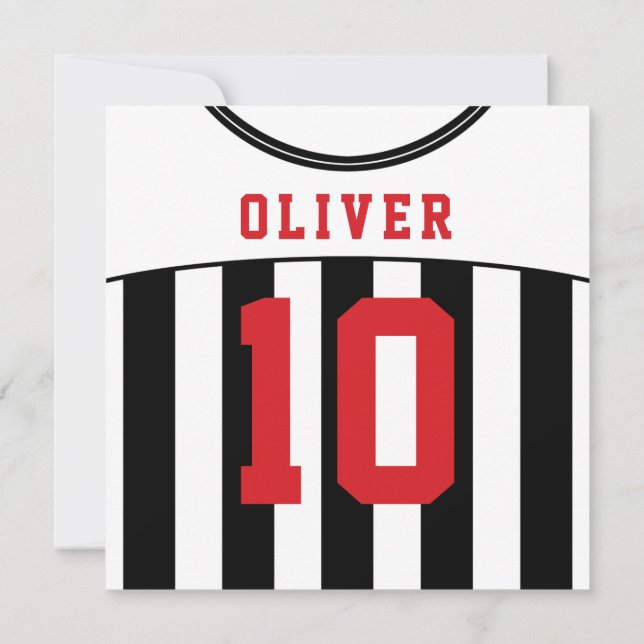 Soccer Jersey Themed Party Invites Template, Red (Back)