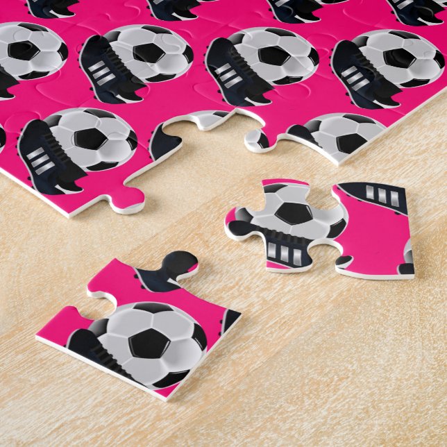 Soccer Jigsaw Puzzle Hot Fuchsia Pink  (Side)