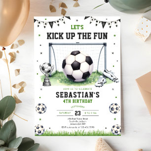 Soccer Kick Up The Fun Kids Birthday Invitation