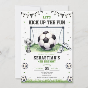 Soccer Kick Up The Fun Kids Birthday Invitation