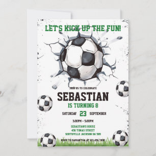Soccer Kick Up The Fun Sports Kids Birthday Invitation