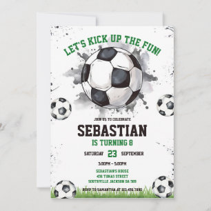 Soccer Kick Up The Fun Sports Kids Birthday Invitation