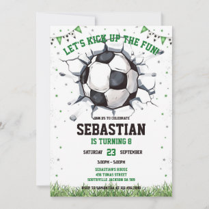 Soccer Kick Up The Fun Sports Kids Birthday Invitation