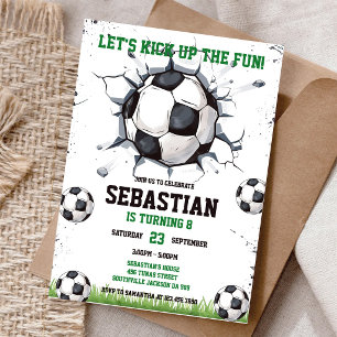 Soccer Kick Up The Fun Sports Kids Birthday Invitation
