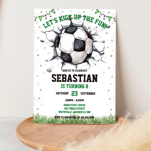 Soccer Kick Up The Fun Sports Kids Birthday Invitation