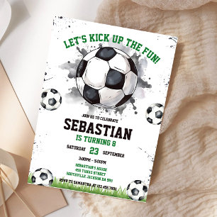 Soccer Kick Up The Fun Sports Kids Birthday Invitation
