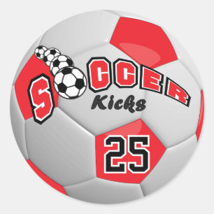 Soccer Kicks   Red Classic Round Sticker