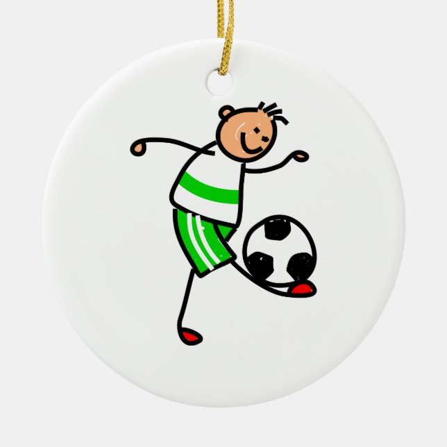 Soccer Kid Ceramic Tree Decoration (Front)