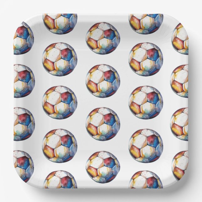 Soccer Kids Birthday Paper Plates - Football  (Front)