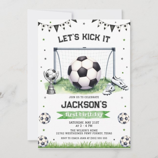 Soccer Kids Boy Birthday Party Invitation (Front)