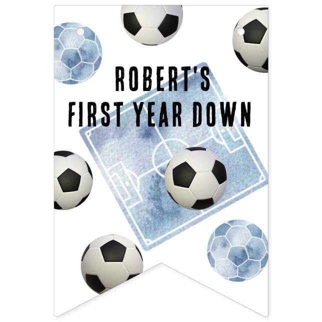 Soccer kids first birthday party  bunting  (First Flag)