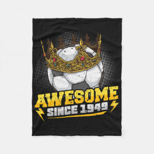 Soccer King 73rd Birthday Crown Awesome Since 1949 Fleece Blanket