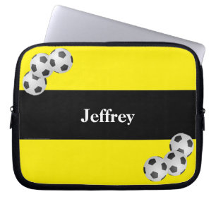 Soccer Laptop Computer Sleeve, Yellow & Black Sleeve