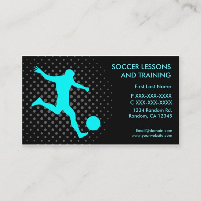 Soccer lessons training custom business cards (Front)