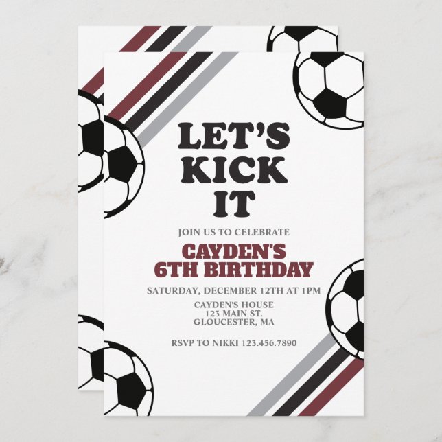 Soccer Let's Kick It Birthday Invitation (Front/Back)