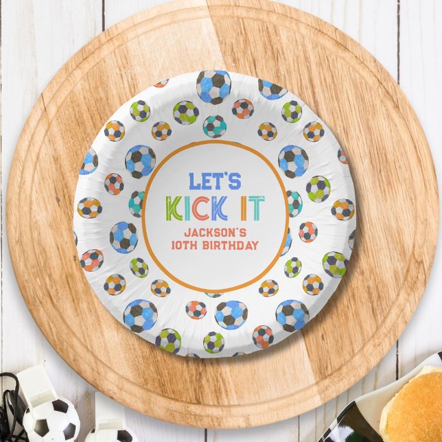 Soccer Let's Kick It Boys Birthday Paper Plate (Creator Uploaded)