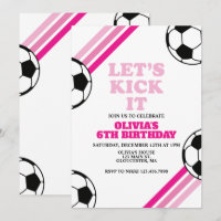 Soccer Let's Kick It Pink Stripe Birthday