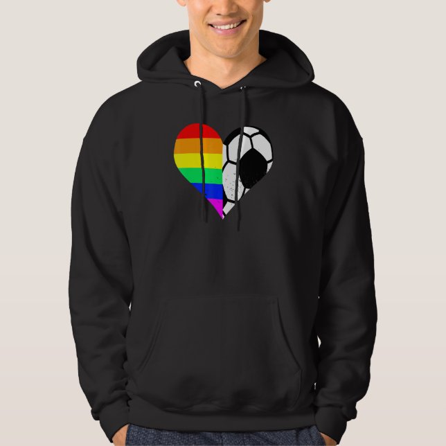 Soccer LGBT Pride Heart Soccer Player Hoodie (Front)