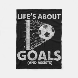 Soccer Life's About Goals Soccer Lovers Player Foo Fleece Blanket