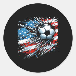 Soccer Ll 4th Of July Boys American Flag Patriotic Classic Round Sticker