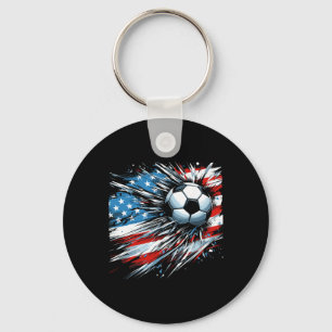 Soccer Ll 4th Of July Boys American Flag Patriotic Key Ring