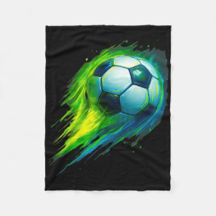 Soccer Ll Colourful Effect Tie Dye Green Yellow Bl Fleece Blanket