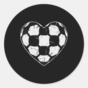 Soccer Ll Heart Panels Shape Cute Sports Player Classic Round Sticker