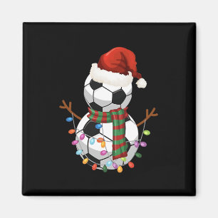 Soccer Ll Snowman Santa Hat Christmas Holiday Magnet