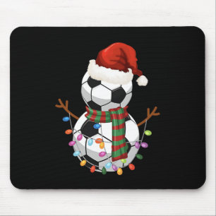 Soccer Ll Snowman Santa Hat Christmas Holiday  Mouse Pad