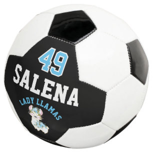 Soccer  Llama  - Blue, Black and White  Ball