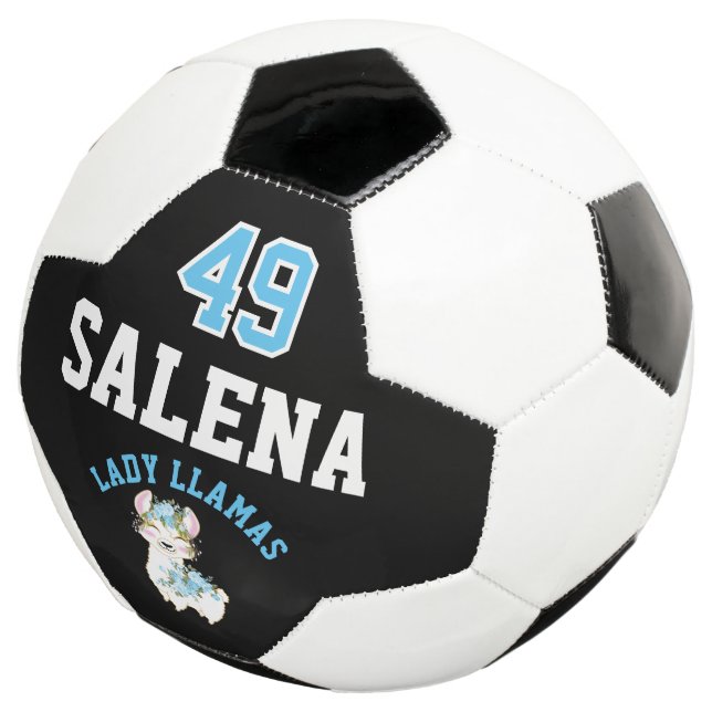 Soccer  Llama  - Blue, Black and White  Ball (Three Quarter)