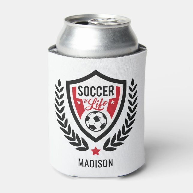 Soccer Logo custom name Can Cooler (Can Front)